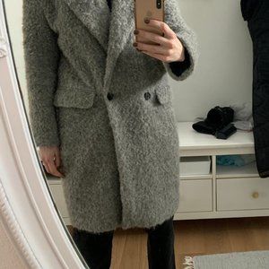 Zara Basic Outerwear Wool Alpaca Gray Double Breasted Coat